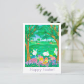 Cartes Pour Fêtes Annuelles Fleurs heureuses d'aquarelle de Pâques (Debout devant)
