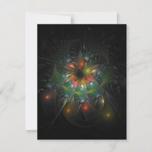 Cartes Pour Fêtes Annuelles Fleurs imaginaires fractales douces et tendres
