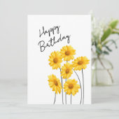 Cartes Pour Fêtes Annuelles Fleurs jaunes délicates aux longues tiges Annivers (Debout devant)