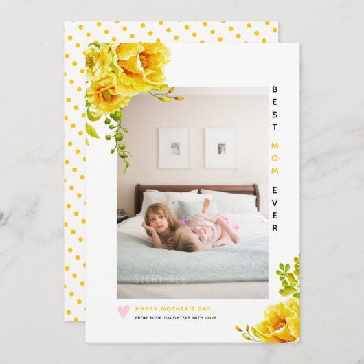 Cartes Pour Fêtes Annuelles Fleurs Jaunes Meilleure maman Tous les jours Mère' (Devant / Derrière)
