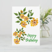 Cartes Pour Fêtes Annuelles Fleurs Jaunes Salutations d'anniversaire (Debout devant)