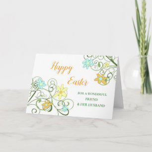Cartes Pour Fêtes Annuelles Fleurs Joyeux Ami de Pâques et son mari