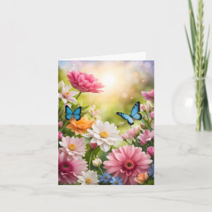 Cartes Pour Fêtes Annuelles Fleurs magnifiques et papillons Fête des mères