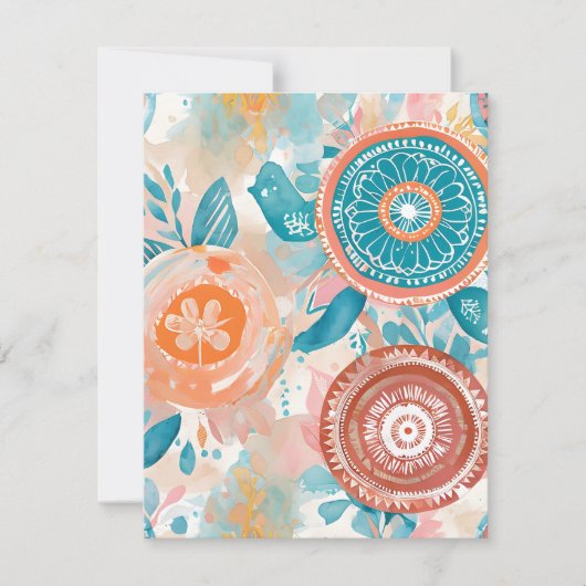 Cartes Pour Fêtes Annuelles Fleurs Mandala Abstraites (Devant)