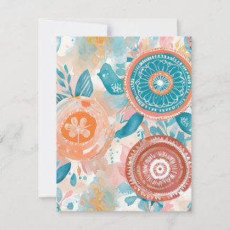 Cartes Pour Fêtes Annuelles Fleurs Mandala Abstraites