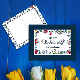 Cartes Pour Fêtes Annuelles Fleurs minimalistes Abstraites Fête des Mères Bleu