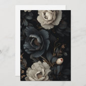 Cartes Pour Fêtes Annuelles Fleurs noires et blanches (Devant / Derrière)