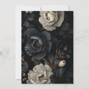 Cartes Pour Fêtes Annuelles Fleurs noires et blanches