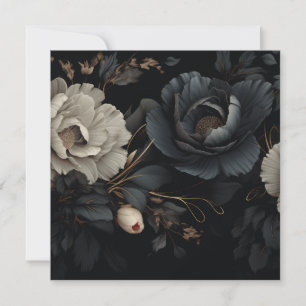 Cartes Pour Fêtes Annuelles Fleurs noires et blanches