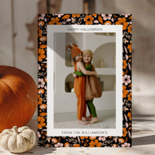 Cartes Pour Fêtes Annuelles Fleurs oranges noires Champignons Photo Halloween
