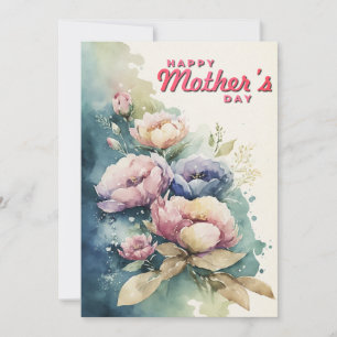 Cartes Pour Fêtes Annuelles Fleurs pastel pour la fête des mères en bleu sarce