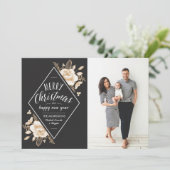 Cartes Pour Fêtes Annuelles Fleurs peintes en or Photo de Noël (Debout devant)