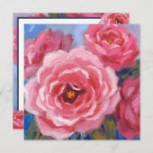 Cartes Pour Fêtes Annuelles Fleurs roses (Devant / Derrière)