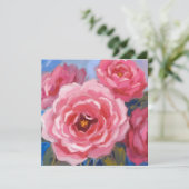 Cartes Pour Fêtes Annuelles Fleurs roses (Debout devant)