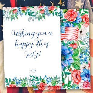 Cartes Pour Fêtes Annuelles Fleurs Rouges Blanches Et Bleues 4 Juillet Fête Pa