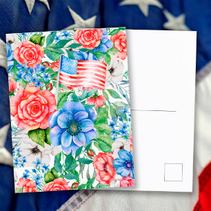 Cartes Pour Fêtes Annuelles Fleurs Rouges Blanches Et Bleues 4 Juillet Fête Pa