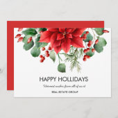 Cartes Pour Fêtes Annuelles Fleurs Rouges de Noël Florales Élégantes (Devant / Derrière)