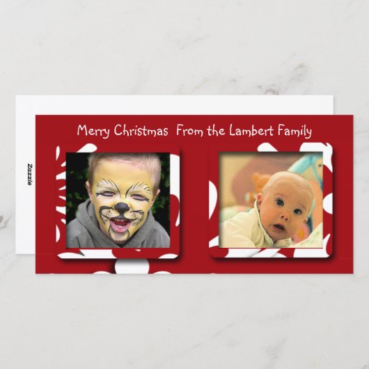 Cartes Pour Fêtes Annuelles Fleurs rouges géantes Photo de Noël (Devant / Derrière)