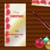 Cartes Pour Fêtes Annuelles Fleurs rouges Trim Gold Gradient Xmas Card