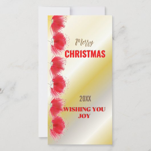 Cartes Pour Fêtes Annuelles Fleurs rouges Trim Gold Gradient Xmas Card (Devant)