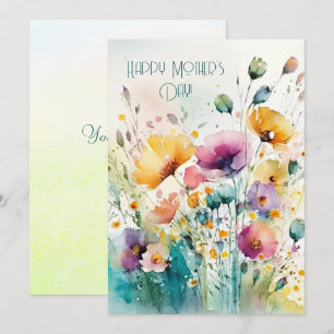 Cartes Pour Fêtes Annuelles Fleurs sauvages d'aquarelle Bonne fête des mères
