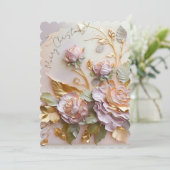 Cartes Pour Fêtes Annuelles Fleurs sculptées aux teintes roses (Debout devant)