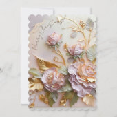 Cartes Pour Fêtes Annuelles Fleurs sculptées aux teintes roses (Devant)