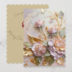 Cartes Pour Fêtes Annuelles Fleurs sculptées aux teintes roses