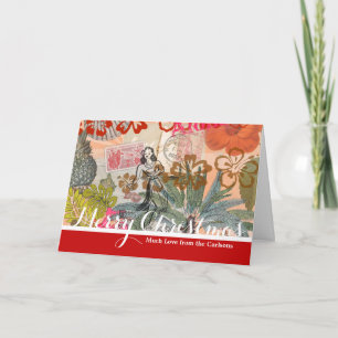 Cartes Pour Fêtes Annuelles Fleurs Vintage Hula Coloré Hawaïen Tropical 