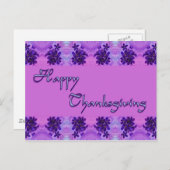 Cartes Pour Fêtes Annuelles Fleurs violettes bons thanksgivings (Devant / Derrière)
