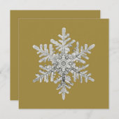 Cartes Pour Fêtes Annuelles Flocon de Cristal d'Argent Brillant sur Fond Doré  (Devant / Derrière)