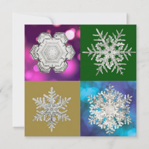 Cartes Pour Fêtes Annuelles Flocon de neige à géométrie de cristal de glace mu
