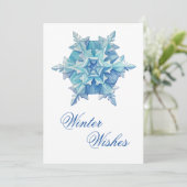 Cartes Pour Fêtes Annuelles Flocon de neige aquarelle (Debout devant)