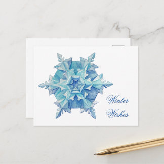 Cartes Pour Fêtes Annuelles Flocon de neige aquarelle