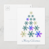 Cartes Pour Fêtes Annuelles Flocon de neige Arbre de Noël Joyeux Noël (Devant / Derrière)