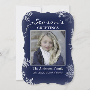 Cartes Pour Fêtes Annuelles Flocon de neige bleu Bois rustique Fêtes