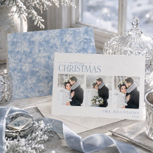 Cartes Pour Fêtes Annuelles Flocon de neige bleu givré Noël hiver 3 Photo