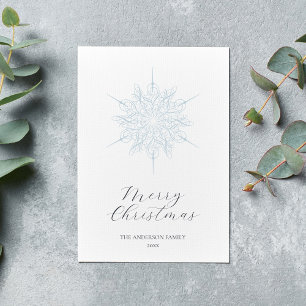 Cartes Pour Fêtes Annuelles Flocon de neige bleu glace Joyeux Noël Famille