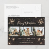 Cartes Pour Fêtes Annuelles Flocon de neige Bois rustique 3 Photo Collage (Devant / Derrière)