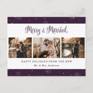 Cartes Pour Fêtes Annuelles Flocon de neige botanique Photo de mariage civil N