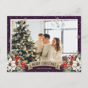 Cartes Pour Fêtes Annuelles Flocon de neige botanique violet Photo Noël