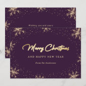Cartes Pour Fêtes Annuelles Flocon de neige brillant violet et doré (Devant / Derrière)