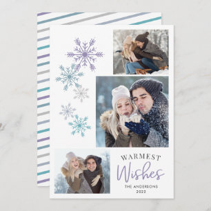 Cartes Pour Fêtes Annuelles Flocon de neige coloré Photo Purple Wives
