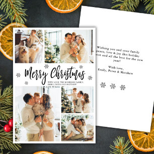 Cartes Pour Fêtes Annuelles Flocon de neige élégant 5 Photo Collage Noël