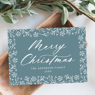 Cartes Pour Fêtes Annuelles Flocon de neige élégant bleu Joyeux Noël Non-Photo