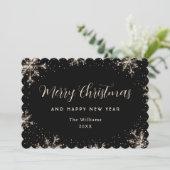 Cartes Pour Fêtes Annuelles Flocon de neige élégant Botanique noir (Debout devant)