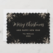 Cartes Pour Fêtes Annuelles Flocon de neige élégant Botanique noir (Devant)