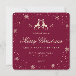 Cartes Pour Fêtes Annuelles Flocon de neige élégant de renne rouge