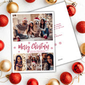 Cartes Pour Fêtes Annuelles Flocon de neige élégant en script rouge 4 Photo No