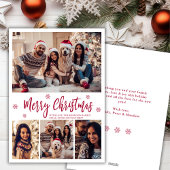 Cartes Pour Fêtes Annuelles Flocon de neige élégant en script rouge 4 Photo No